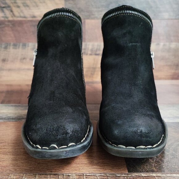 Born Women's Malta Black Leather Ankle Boots Size 8 - Picture 2 of 8